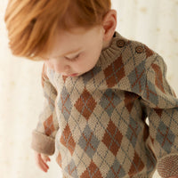 Enzo Jumper - Enzo Jacquard Vintage Taupe Childrens Jumper from Jamie Kay USA