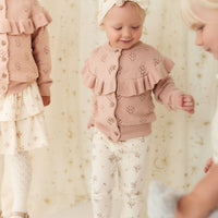 Organic Cotton Everyday Legging - Goldie Bouquet Egret Childrens Legging from Jamie Kay USA