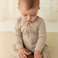 Organic Cotton Reese Zip Onepiece - Set Sail Vintage Taupe Childrens Onepiece from Jamie Kay USA