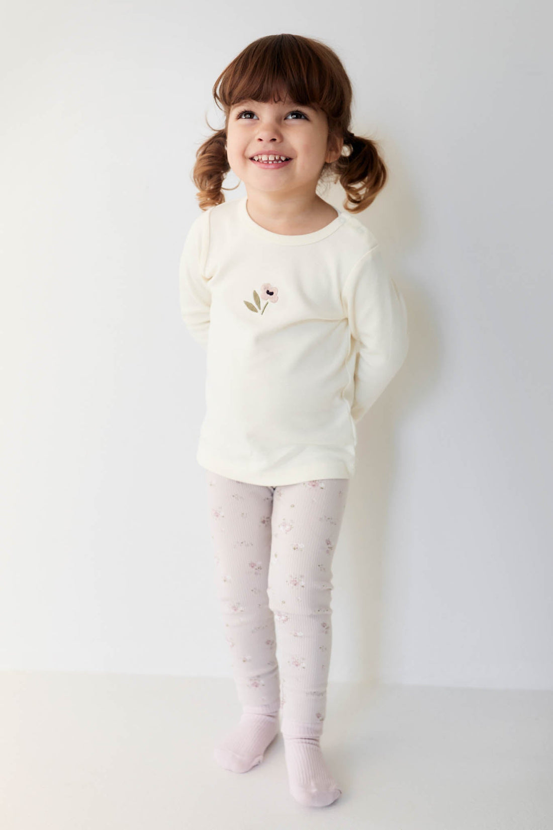 Organic Cotton Fine Rib Everyday Legging - Petite Fleur Violet Childrens Legging from Jamie Kay USA