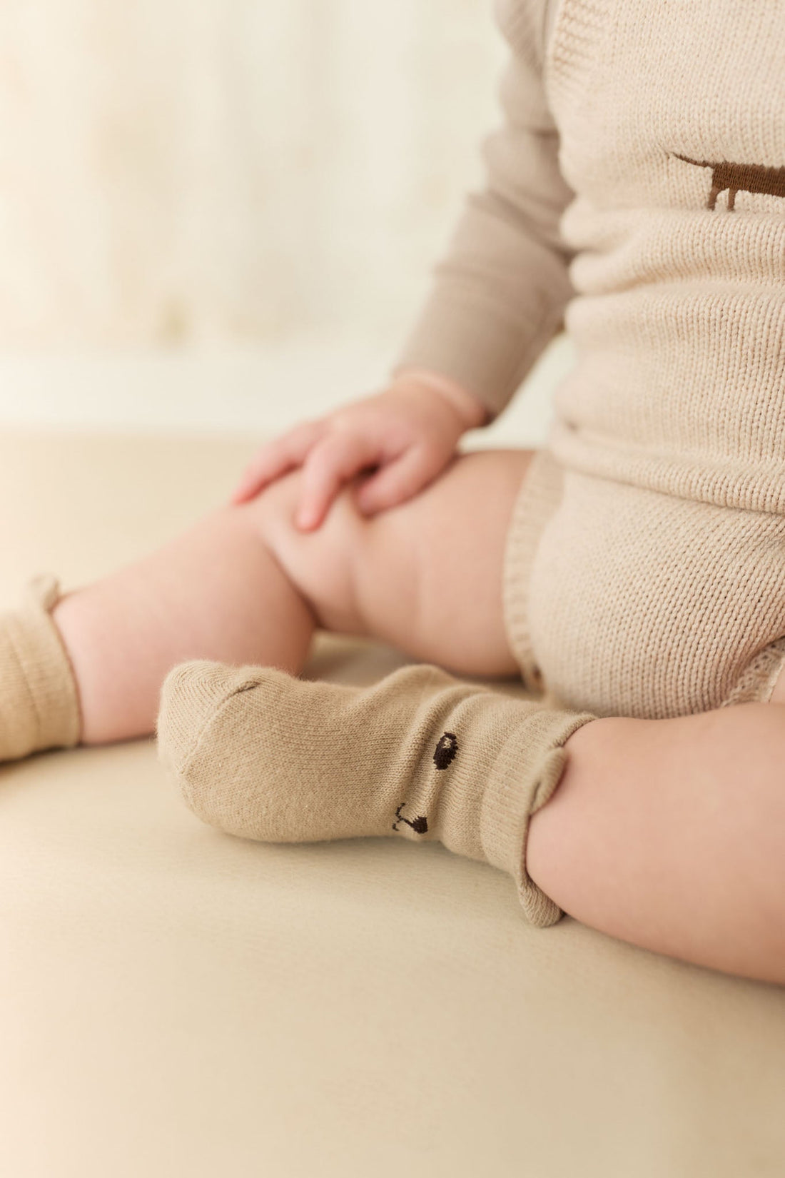 George Bear Ankle Sock - Vintage Taupe Childrens Sock from Jamie Kay USA