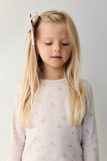 Organic Cotton Fine Rib Long Sleeve Top - Petite Fleur Violet Childrens Top from Jamie Kay USA