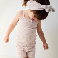 Organic Cotton Fine Rib Singlet - Petite Fleur Violet Childrens Singlet from Jamie Kay USA