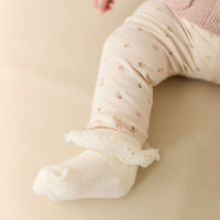 Organic Cotton Everyday Legging - Ditsy Berry Rose Childrens Legging from Jamie Kay USA