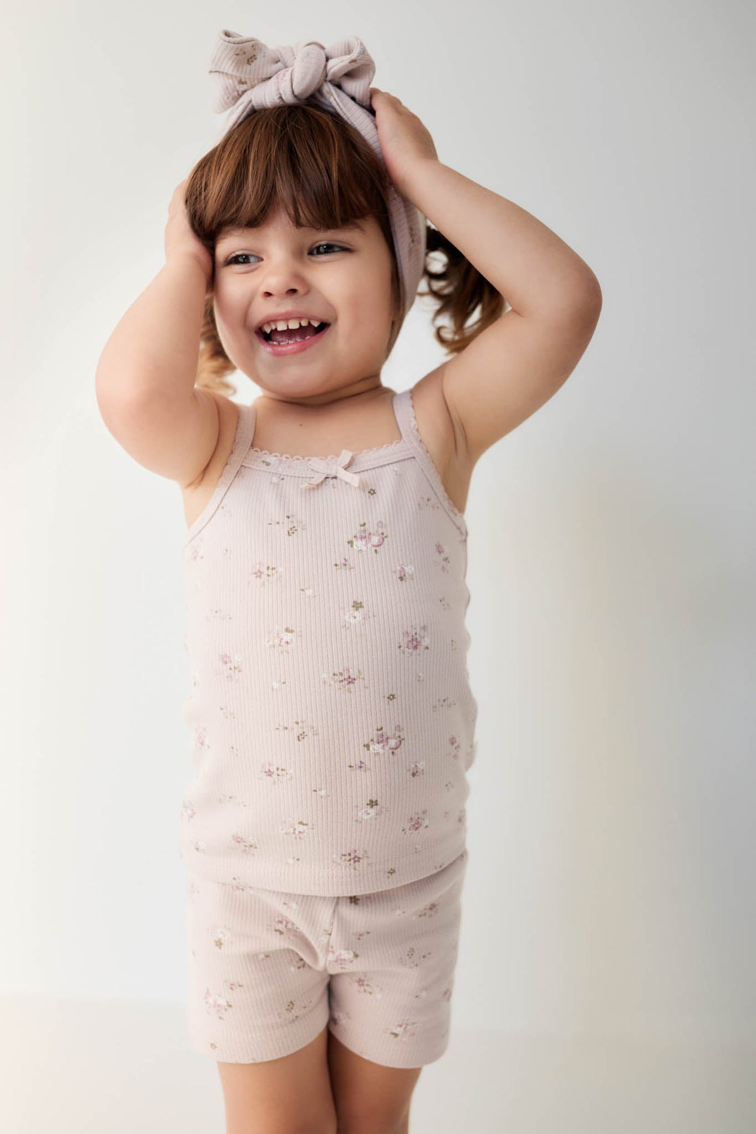 Organic Cotton Fine Rib Singlet - Petite Fleur Violet Childrens Singlet from Jamie Kay USA