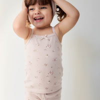 Organic Cotton Fine Rib Singlet - Petite Fleur Violet Childrens Singlet from Jamie Kay USA