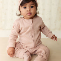 Pima Cotton Frankie Zip Onepiece - Dusky Rose Marle Childrens Onepiece from Jamie Kay USA