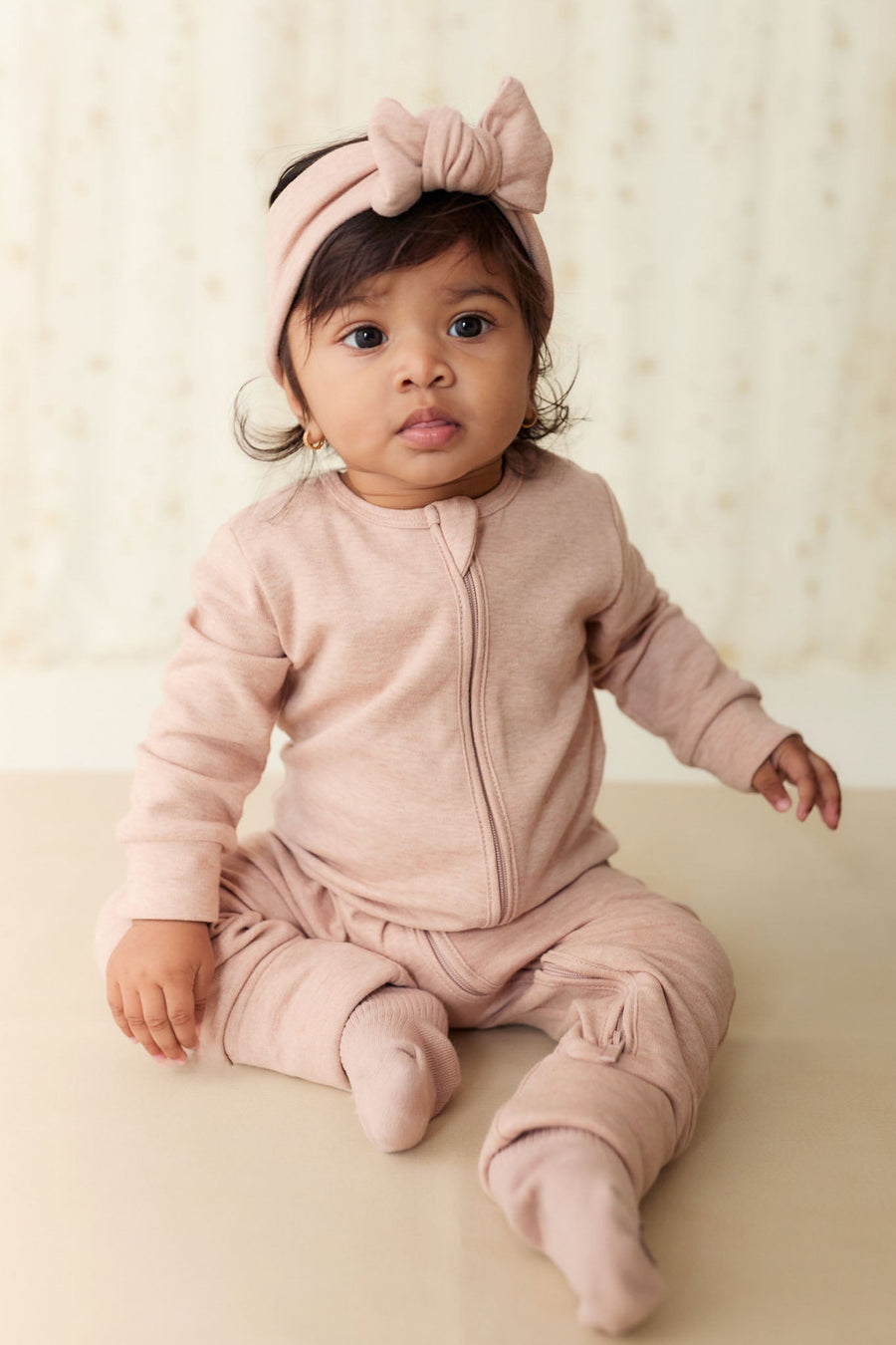 Pima Cotton Frankie Zip Onepiece - Dusky Rose Marle Childrens Onepiece from Jamie Kay USA