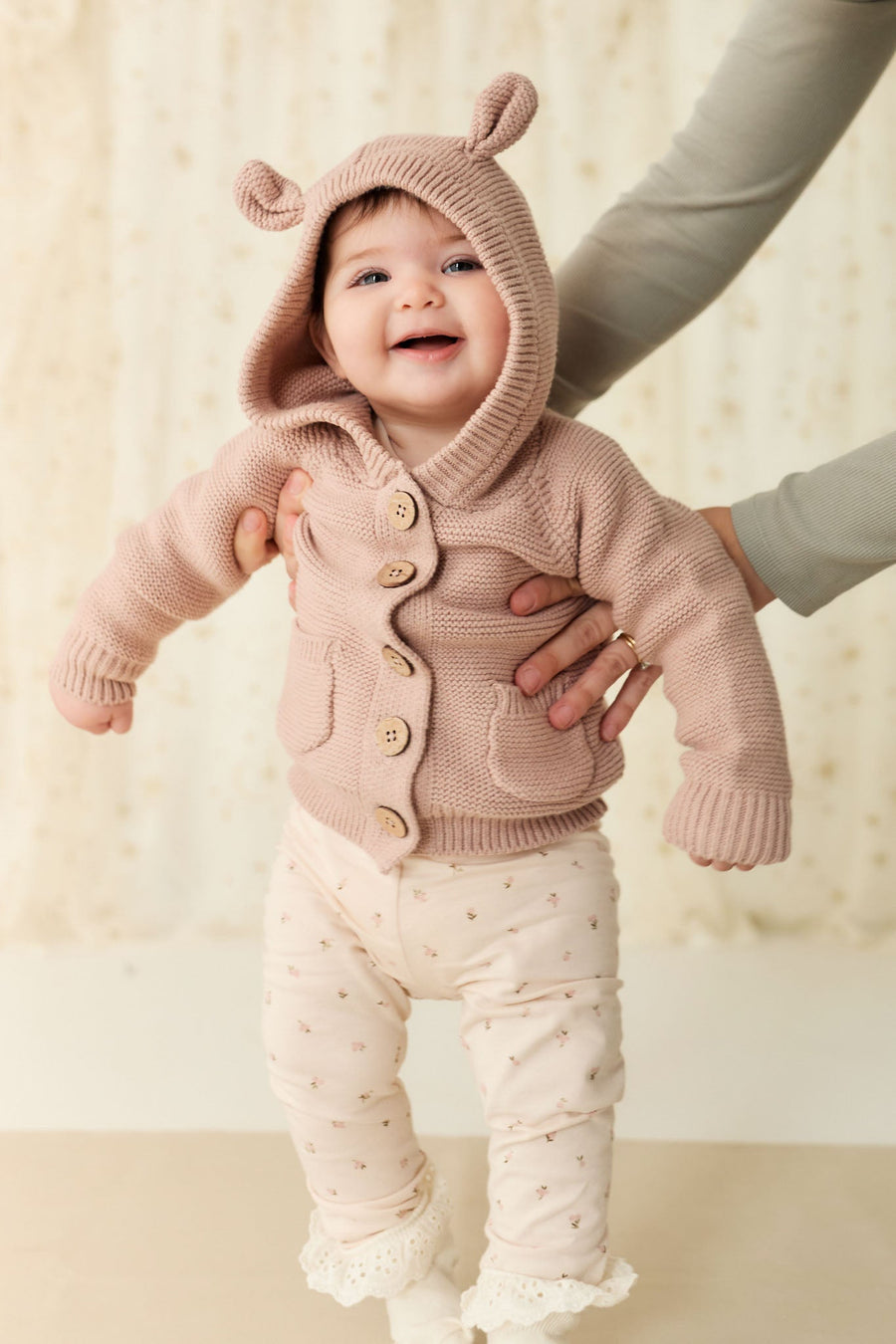 Sebastian Knitted Cardigan/Jacket - Dusky Rose Marle Childrens Cardigan from Jamie Kay USA