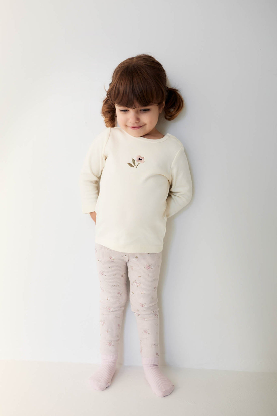 Organic Cotton Fine Rib Everyday Legging - Petite Fleur Violet Childrens Legging from Jamie Kay USA