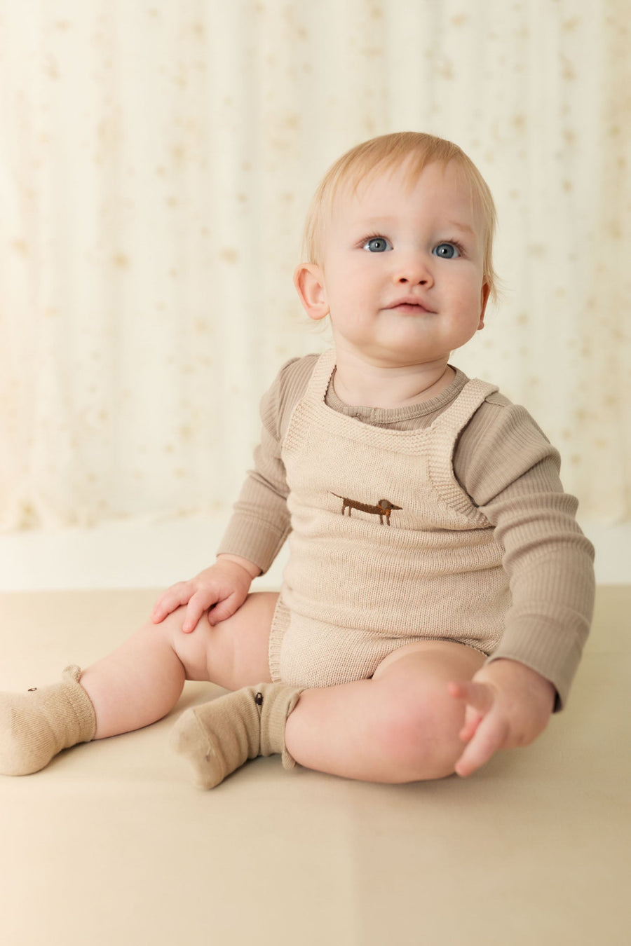 Ethan Playsuit - Oatmeal Marle Cosy Basil Childrens Playsuit from Jamie Kay USA