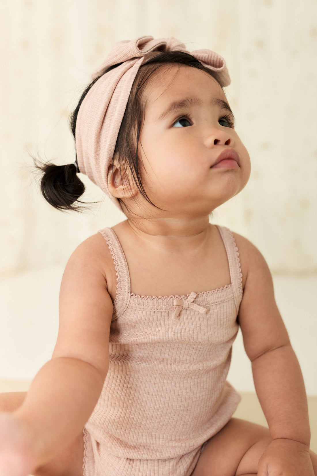 Organic Cotton Modal Singlet Bodysuit - Dusky Rose Marle Childrens Bodysuit from Jamie Kay USA