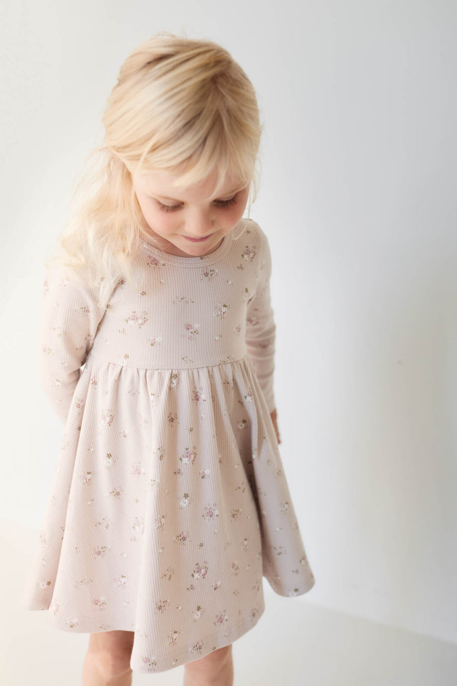 Organic Cotton Fine Rib Tallulah Dress - Petite Fleur Violet Childrens Dress from Jamie Kay USA