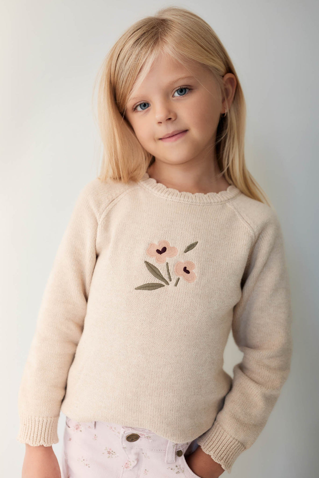 Audrey Knitted Jumper - Oatmeal Marle Petite Goldie Childrens Jumper from Jamie Kay USA