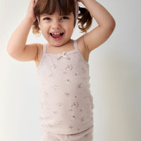 Organic Cotton Fine Rib Singlet - Petite Fleur Violet Childrens Singlet from Jamie Kay USA