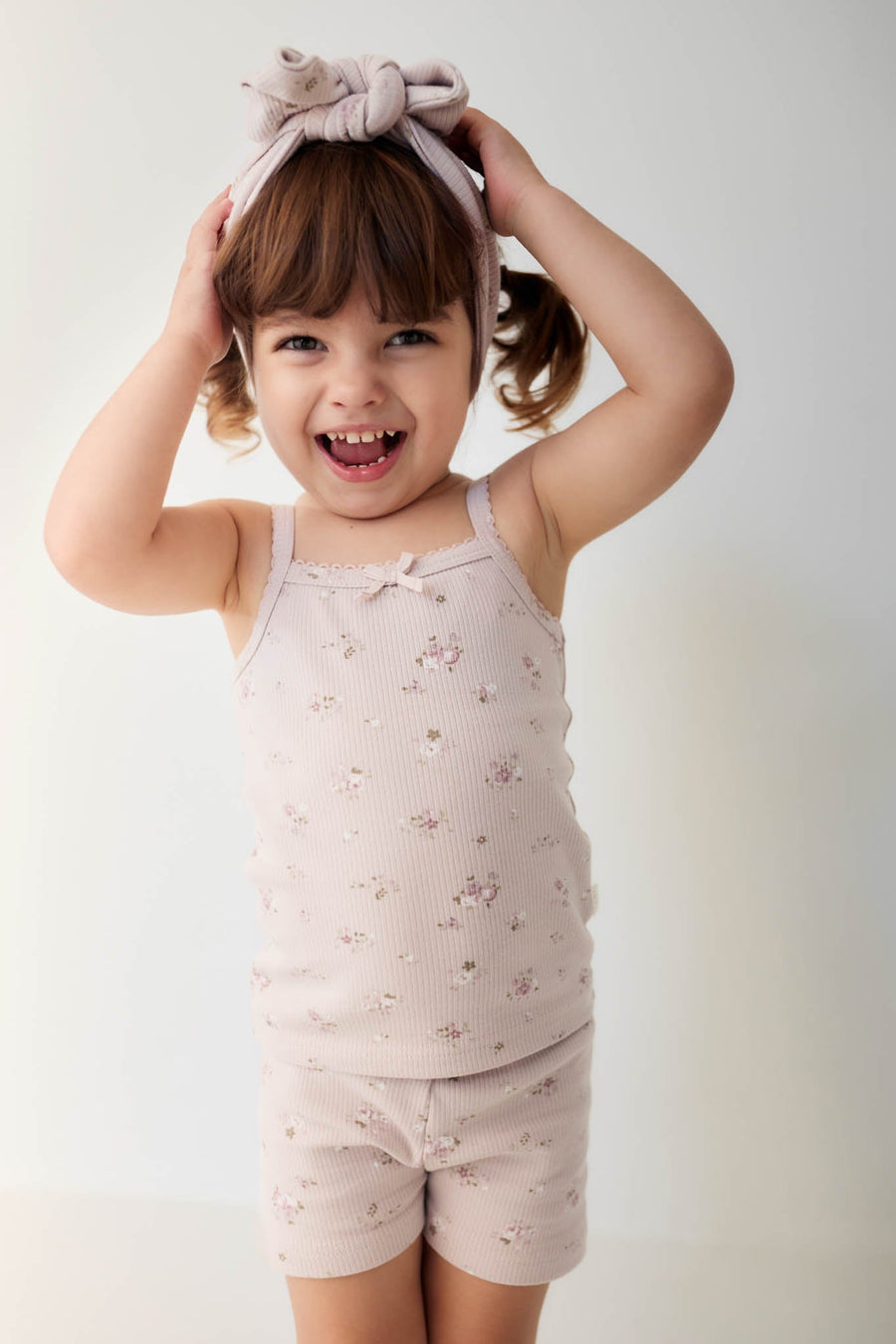 Organic Cotton Fine Rib Singlet - Petite Fleur Violet Childrens Singlet from Jamie Kay USA