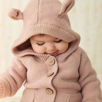 Sebastian Knitted Cardigan/Jacket - Dusky Rose Marle Childrens Cardigan from Jamie Kay USA