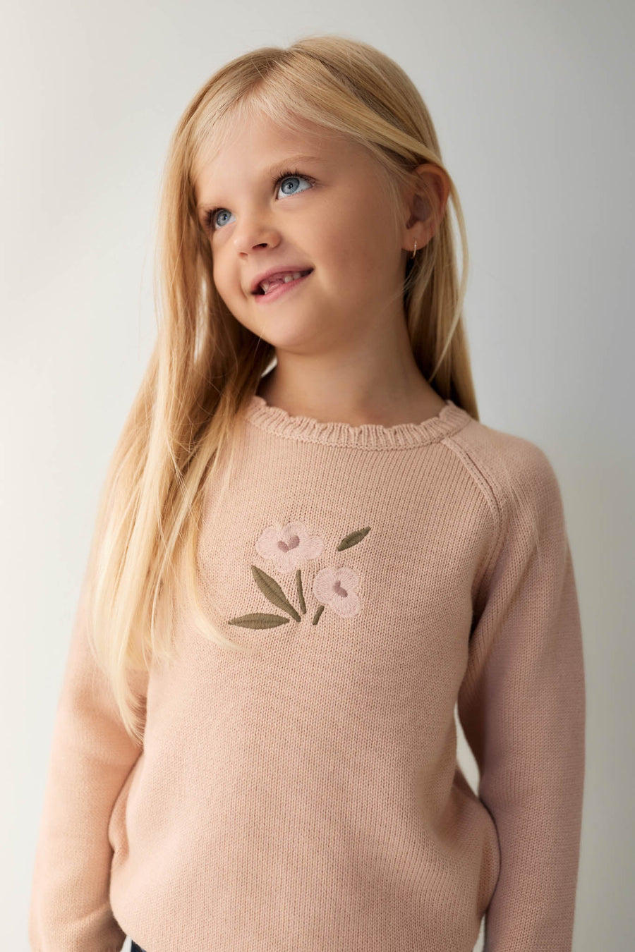 Audrey Knitted Jumper - Dusky Rose Petite Goldie Childrens Jumper from Jamie Kay USA