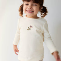 Pima Cotton Long Sleeve Top - Parchment Petite Goldie Childrens Top from Jamie Kay USA