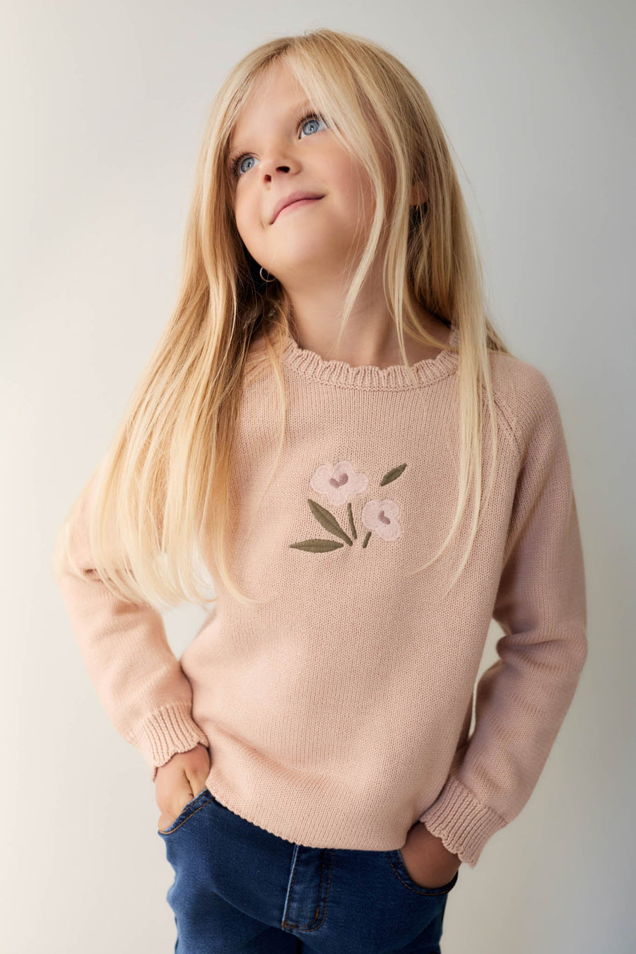 Audrey Knitted Jumper - Dusky Rose Petite Goldie Childrens Jumper from Jamie Kay USA