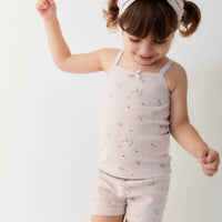 Organic Cotton Fine Rib Singlet - Petite Fleur Violet Childrens Singlet from Jamie Kay USA