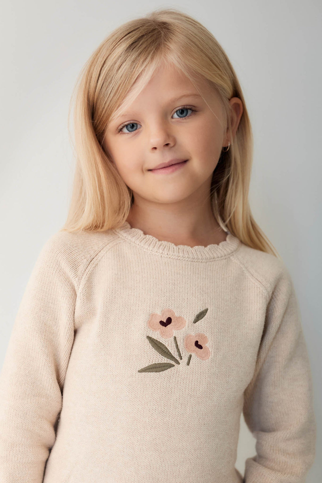 Audrey Knitted Jumper - Oatmeal Marle Petite Goldie Childrens Jumper from Jamie Kay USA