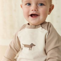 Organic Cotton Tao Sweatshirt Onepiece - Vintage Taupe Cosy Basil Childrens Onepiece from Jamie Kay USA