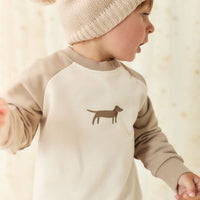 Organic Cotton Tao Sweatshirt - Vintage Taupe Cosy Basil Childrens Sweatshirt from Jamie Kay USA