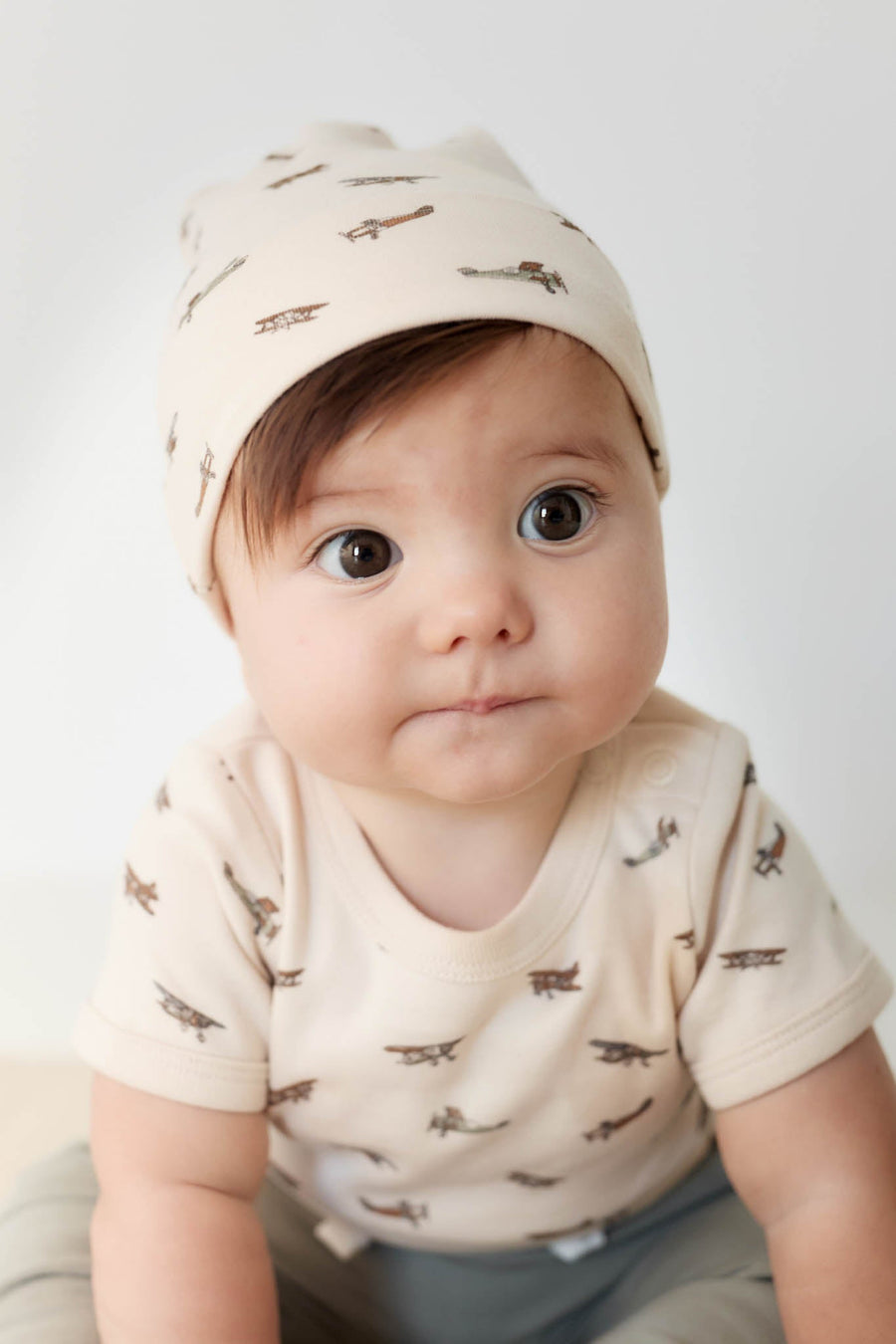 Organic Cotton Hudson Short Sleeve Bodysuit - Avion Shell Childrens Bodysuit from Jamie Kay USA