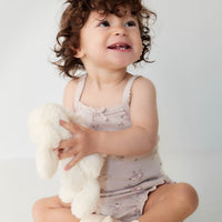 Organic Cotton Fine Rib Bridget Singlet Bodysuit - Petite Fleur Violet Childrens Bodysuit from Jamie Kay USA