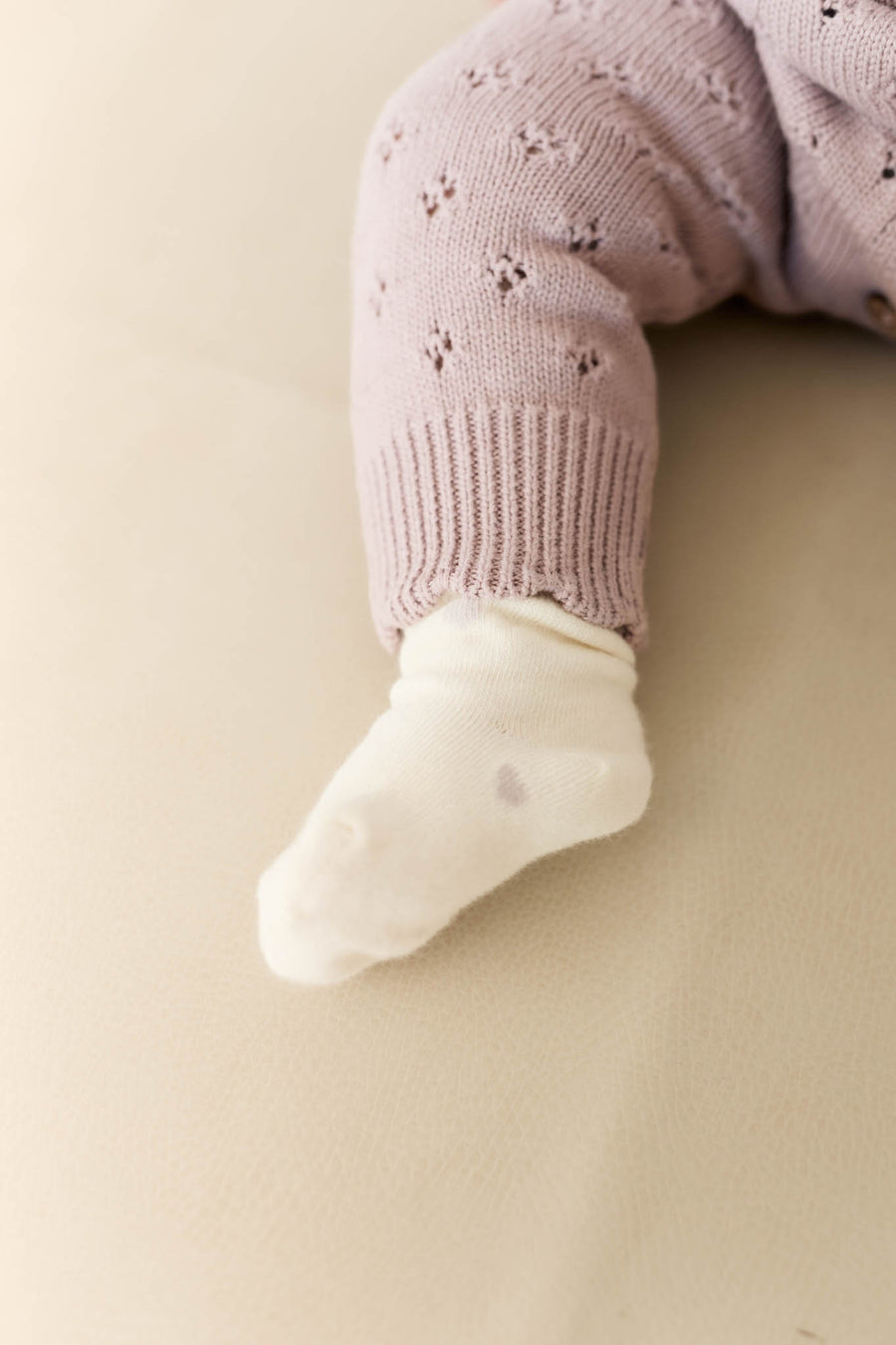 Harlow Sock - Petite Heart Parchment Childrens Sock from Jamie Kay USA