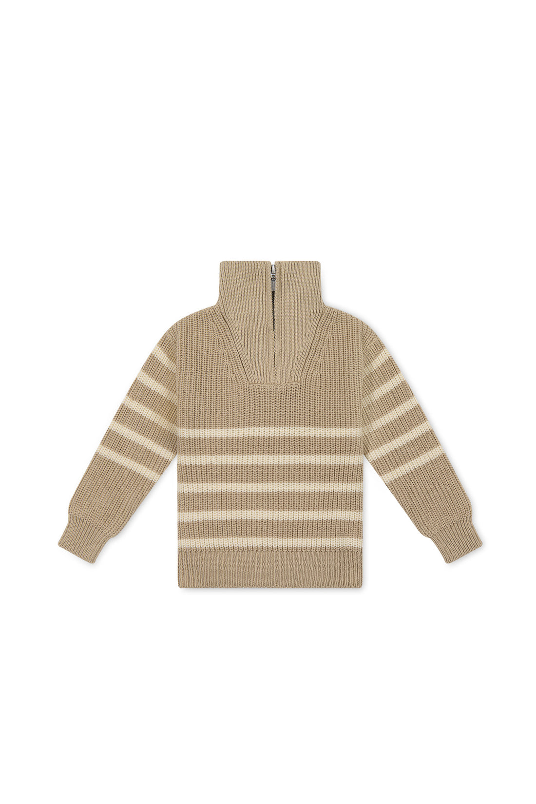 Jack Zip Jumper - Lenny Stripe Fawn Childrens Jumper from Jamie Kay USA