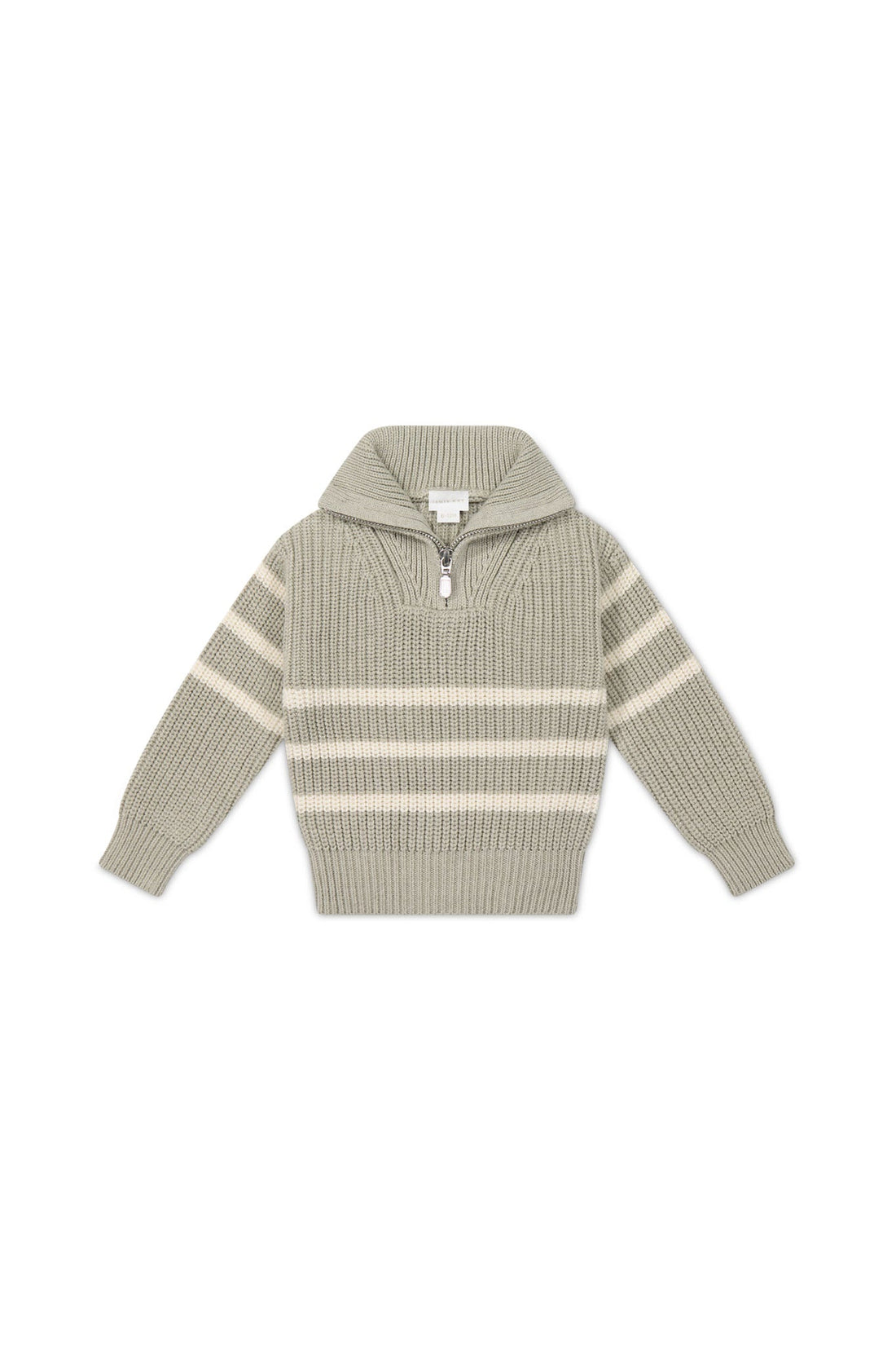 Jack Zip Jumper - Moss Marle Stripe Childrens Jumper from Jamie Kay USA