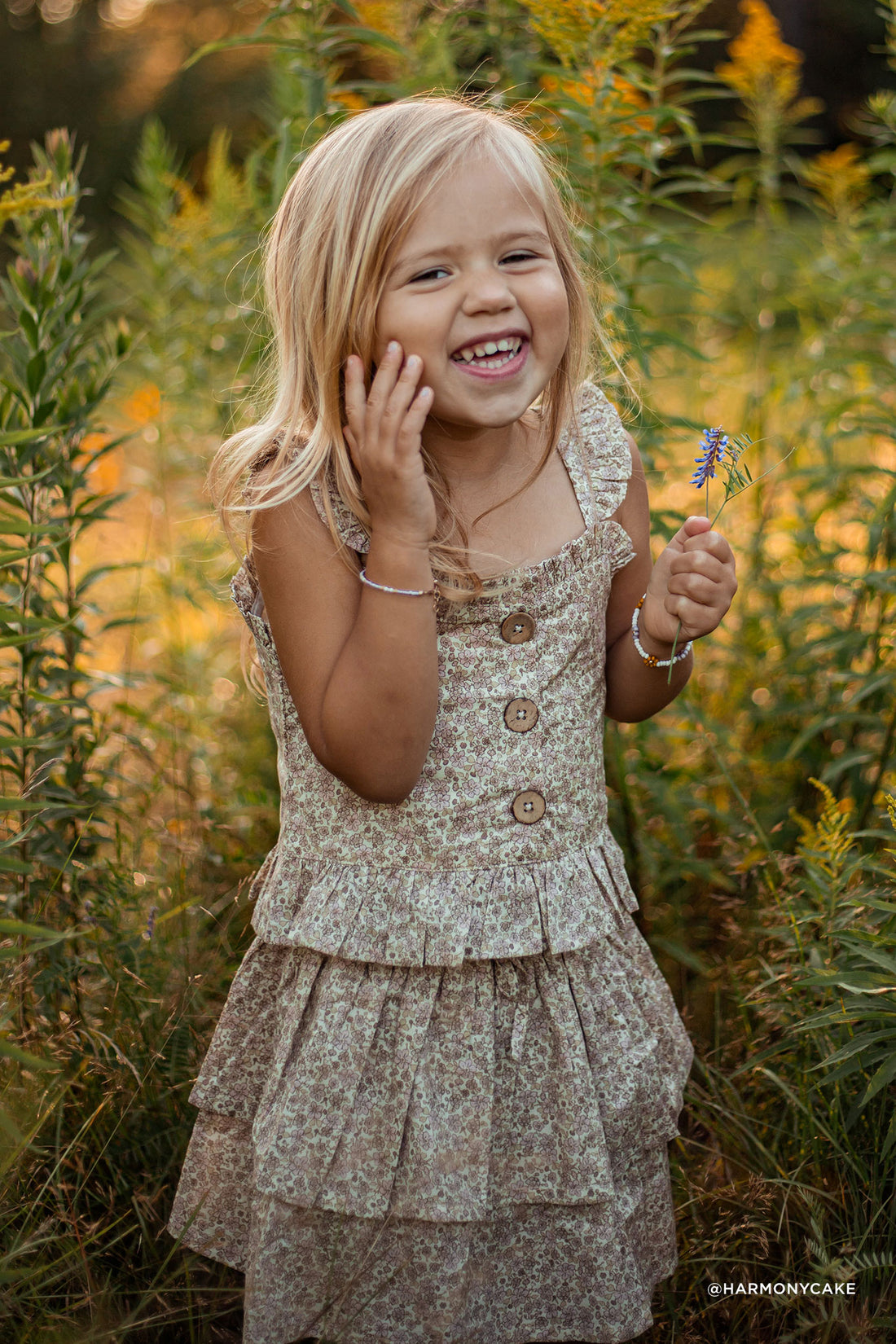 Organic Cotton Heidi Skirt - Chloe Floral Egret Childrens Skirt from Jamie Kay USA
