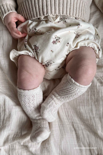Emily Pointelle Socks - Rosewater Childrens Socks from Jamie Kay USA