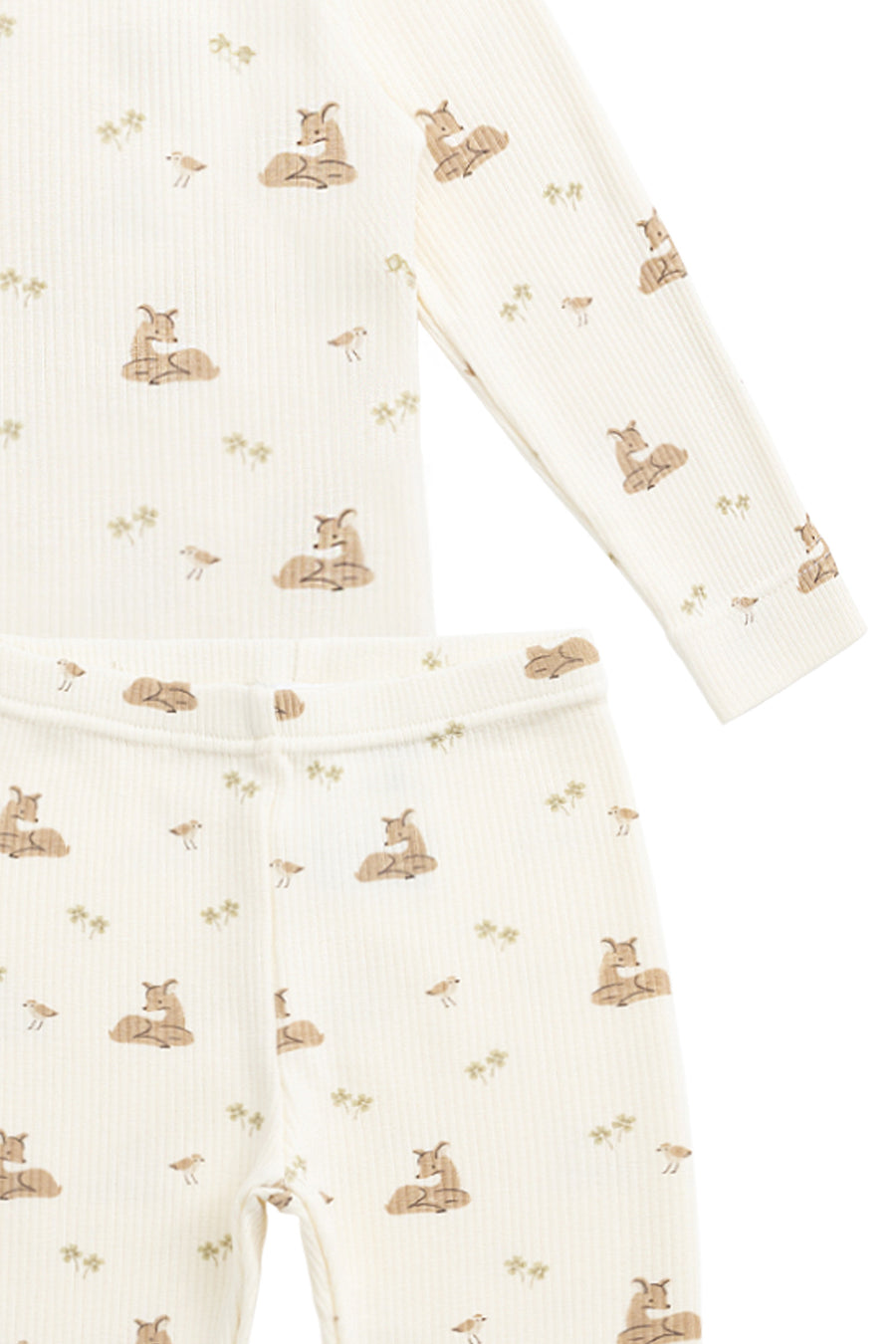 Organic Cotton Fine Rib Kayln Long Sleeve Pyjama Set - Clover Fields Childrens Pyjama from Jamie Kay USA