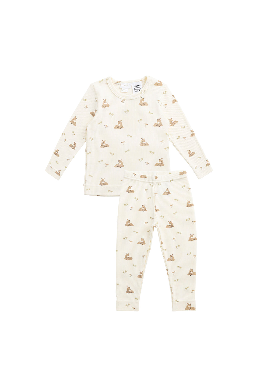 Organic Cotton Fine Rib Kayln Long Sleeve Pyjama Set - Clover Fields Childrens Pyjama from Jamie Kay USA