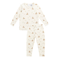 Organic Cotton Fine Rib Kayln Long Sleeve Pyjama Set - Clover Fields Childrens Pyjama from Jamie Kay USA