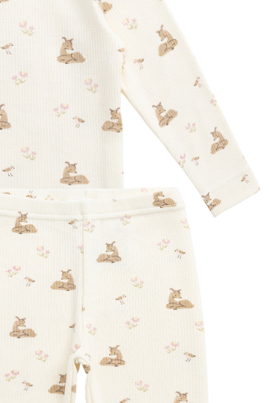 Organic Cotton Fine Rib Kayln Long Sleeve Pyjama Set - Little Fawn Childrens Pyjama from Jamie Kay USA