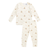 Organic Cotton Fine Rib Kayln Long Sleeve Pyjama Set - Little Fawn Childrens Pyjama from Jamie Kay USA