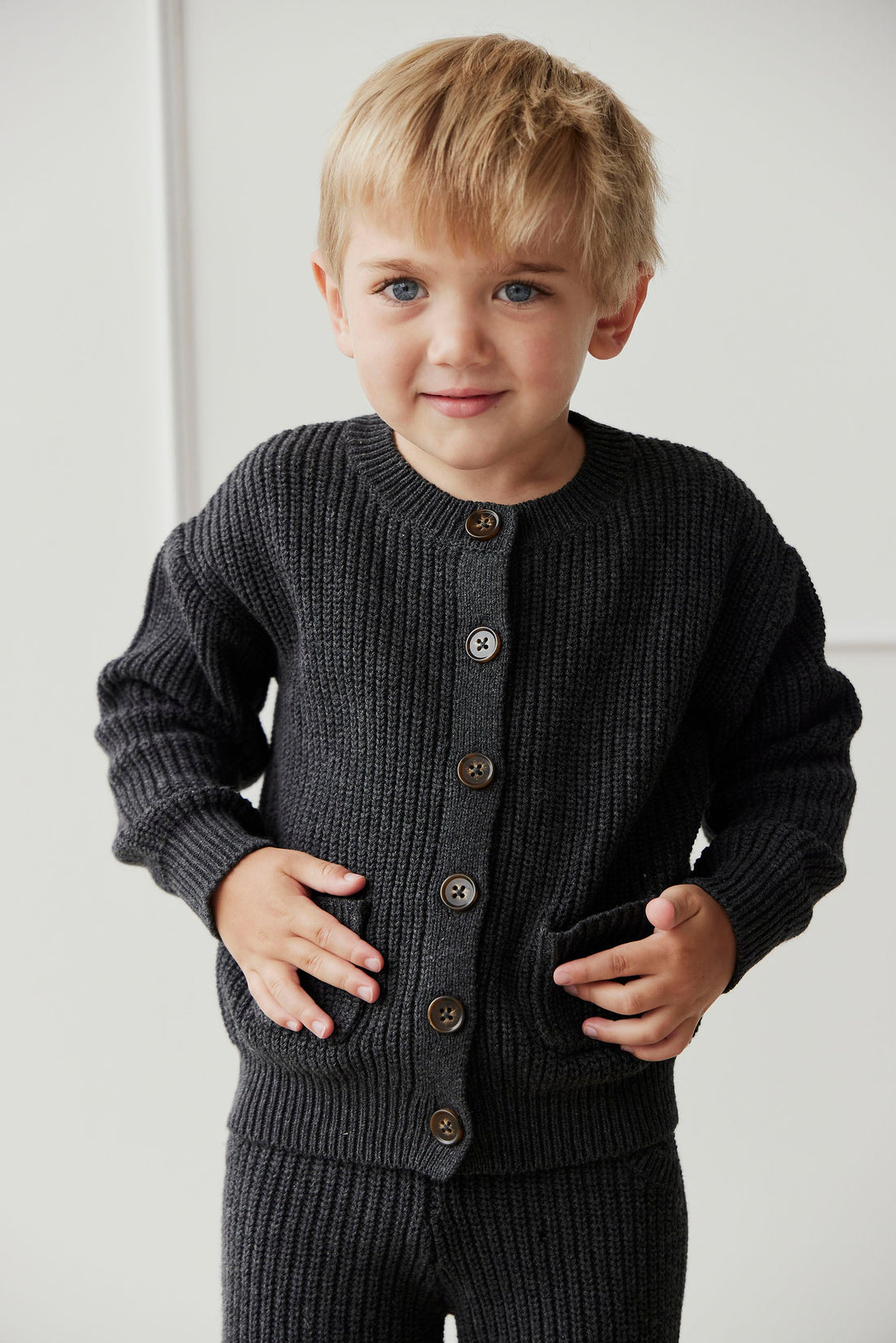 Maverick Cardigan - Onyx Marle Childrens Cardigan from Jamie Kay USA