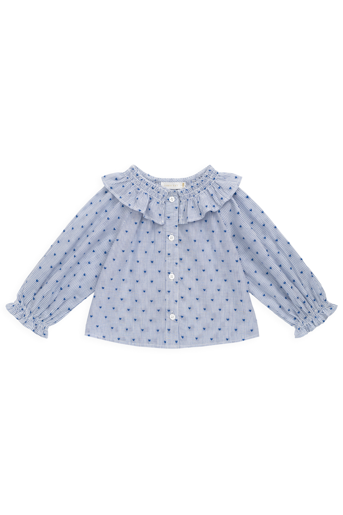 Organic Cotton Bellamy Blouse - Mon Amour Stripe Indigo Childrens Top from Jamie Kay USA
