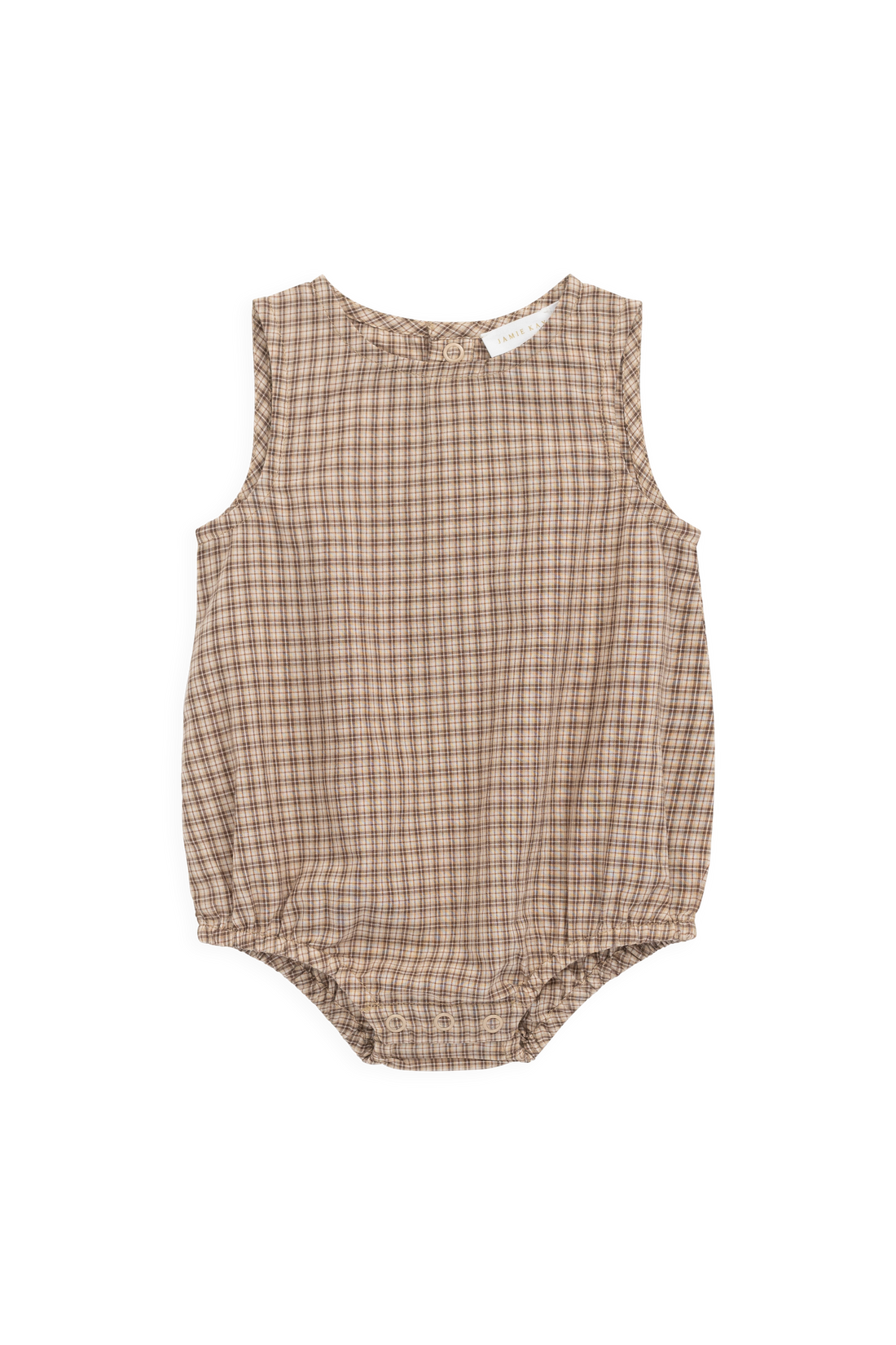 Organic Cotton Bentley Playsuit - Cabin Check Cocoa Childrens Playsuit from Jamie Kay USA