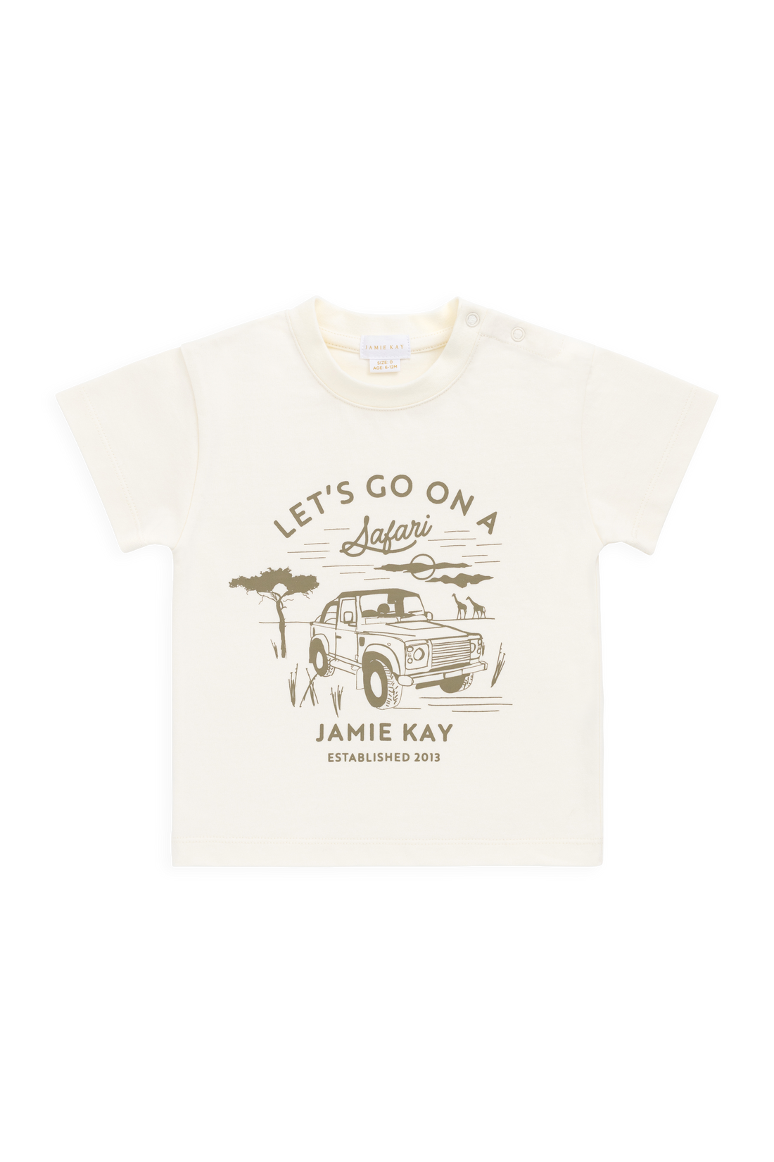 Organic Cotton Bjorn Tee - Parchment Safari Truck Childrens Top from Jamie Kay USA