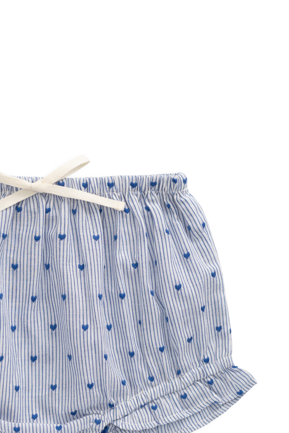 Organic Cotton Frill Bloomer - Mon Amour Stripe Indigo Childrens Bloomer from Jamie Kay USA