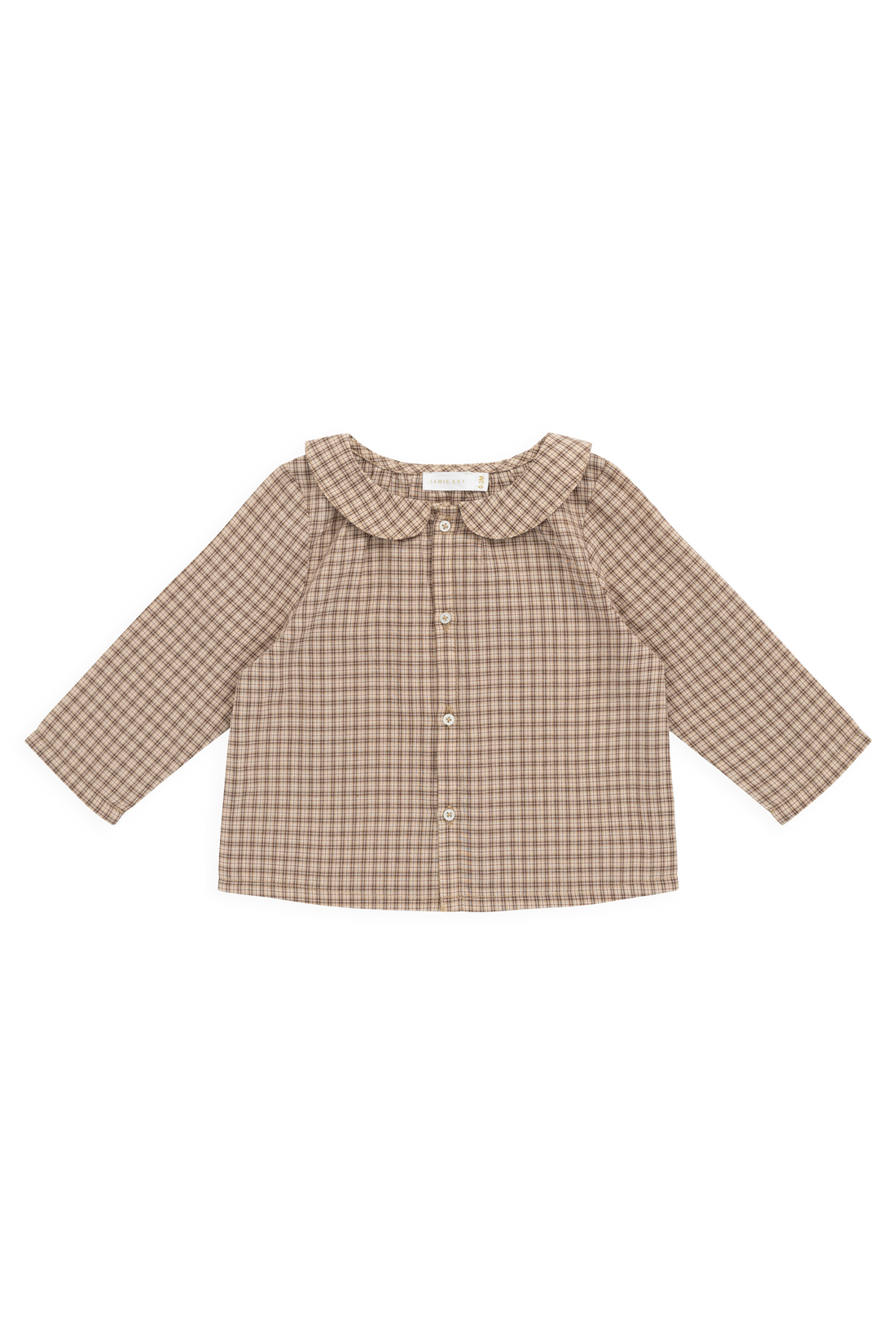 Organic Cotton Gabriel Top - Cabin Check Cocoa Childrens Top from Jamie Kay USA