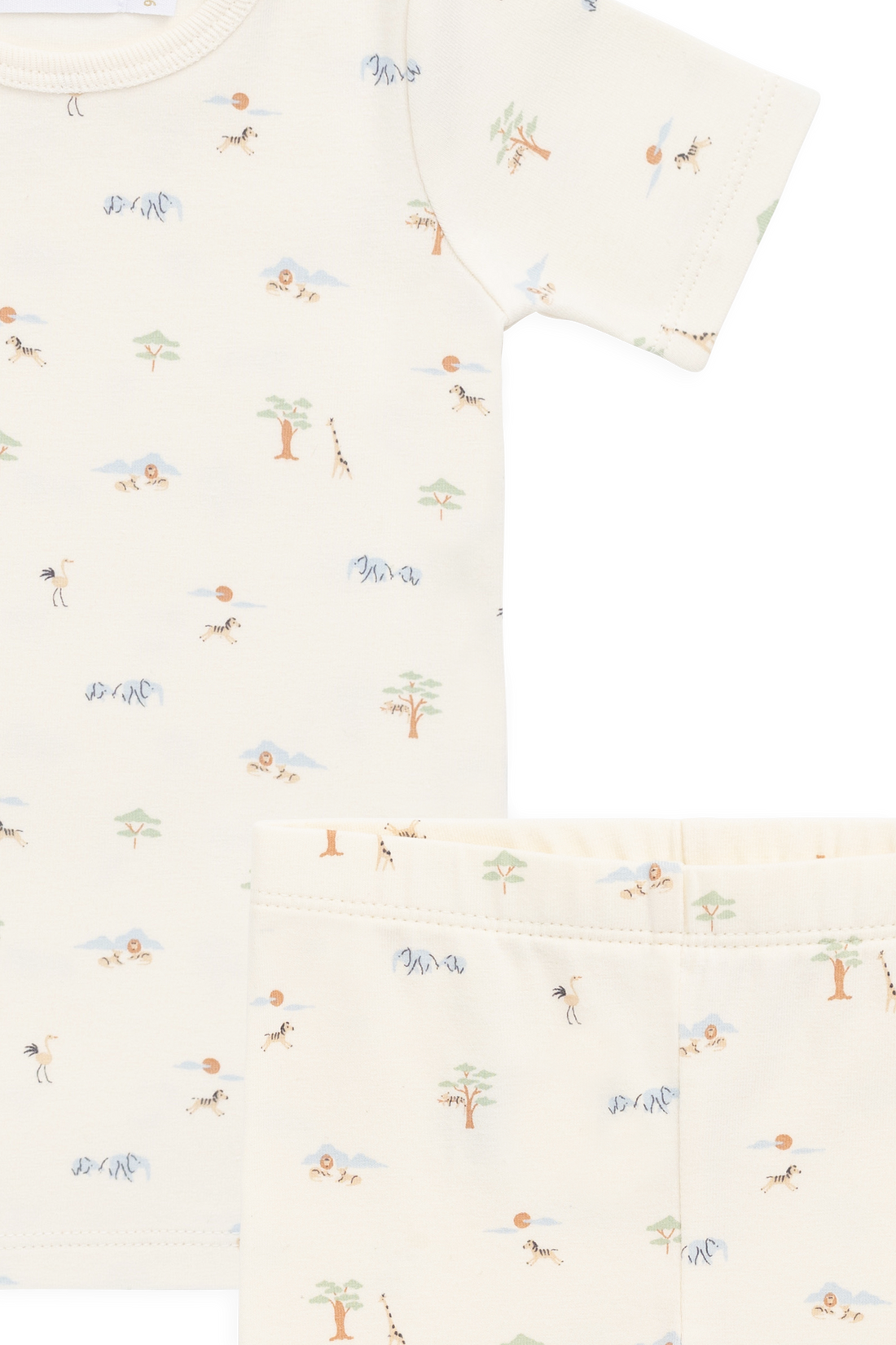 Organic Cotton Halston Short Sleeve Pyjama Set - Savannah Animals Tofu Childrens Pyjama from Jamie Kay USA