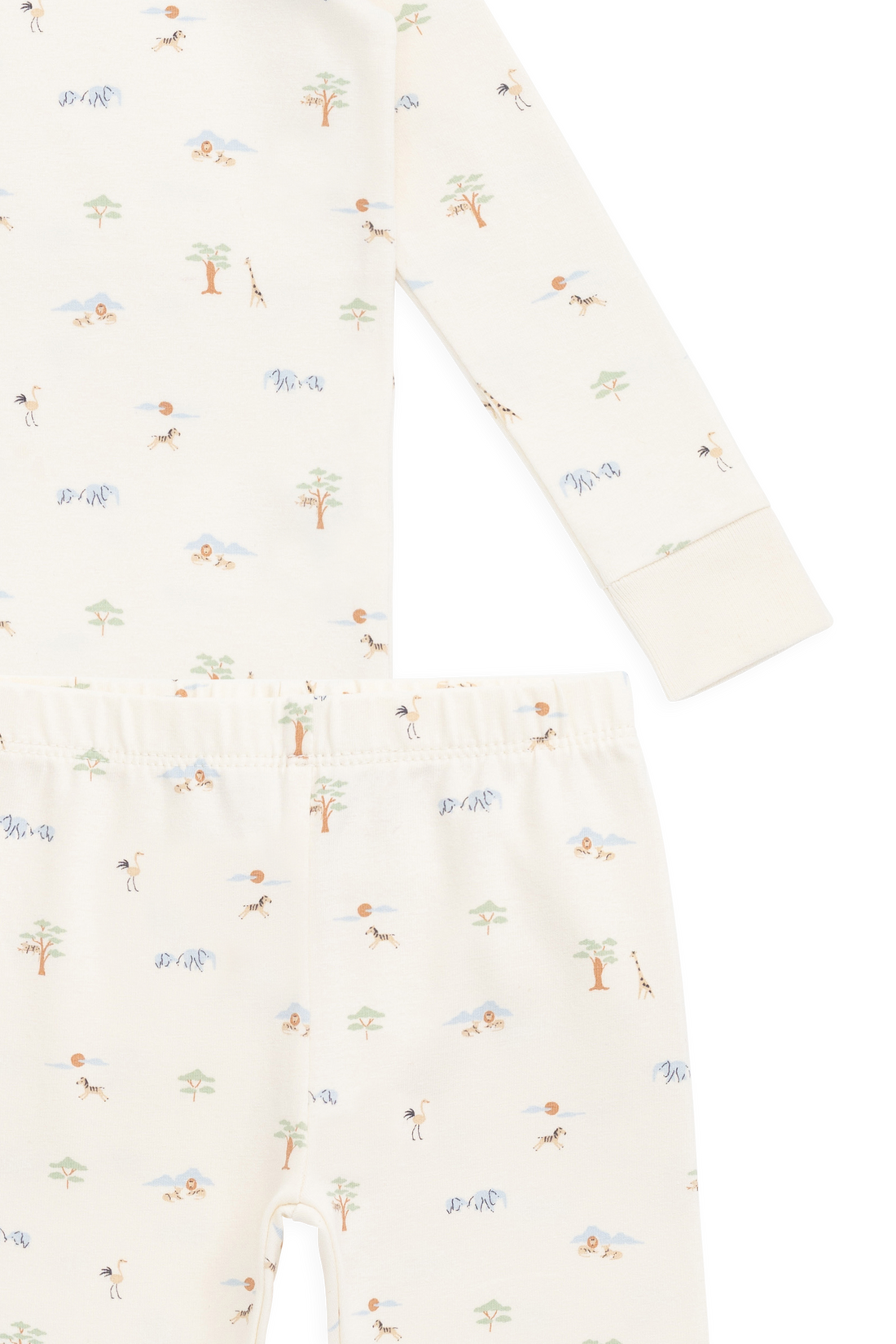 Organic Cotton Jude Long Sleeve Pyjama Set - Savannah Animals Tofu Childrens Pyjamas from Jamie Kay USA