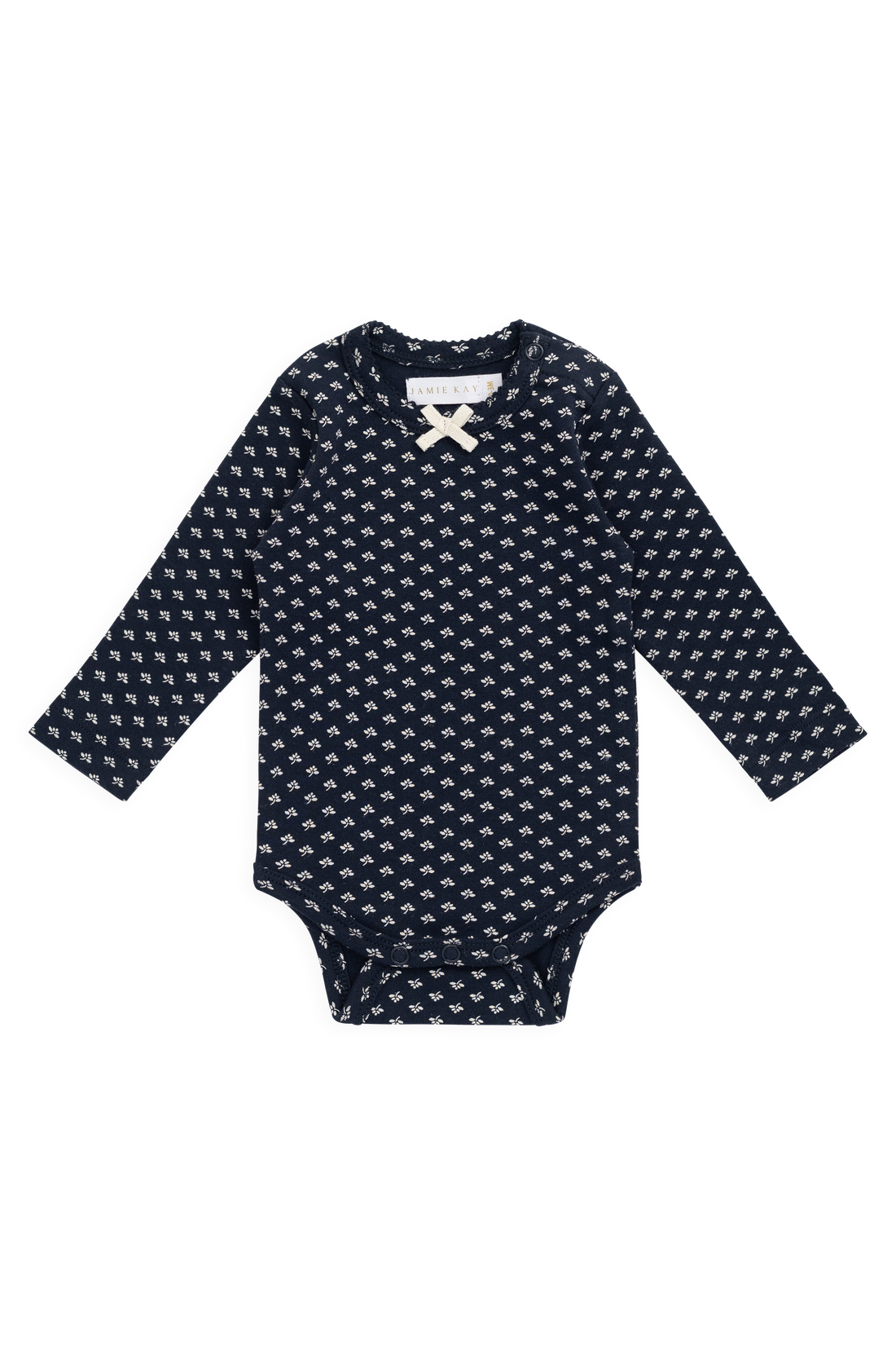 Organic Cotton Long Sleeve Bodysuit - Lisa Petite Indigo Childrens Bodysuit from Jamie Kay USA