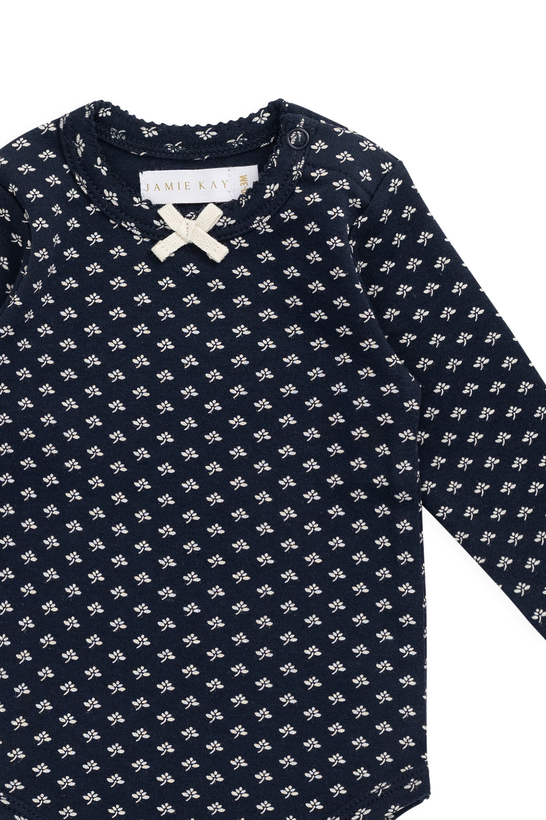 Organic Cotton Long Sleeve Bodysuit - Lisa Petite Indigo Childrens Bodysuit from Jamie Kay USA